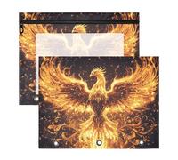 Quteprint Confezione da 2 astucci per raccoglitori a 3 anelli, motivo fiamme di Fire Phoenix Flames, astuccio A4 con cerniera trasparente, organizer resistente, grande capacità, per scuola, ufficio e