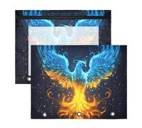 Quteprint Confezione da 2 astucci per raccoglitori a 3 anelli, motivo fiamme di fuoco Phoenix Flames, astuccio A4 con cerniera trasparente, organizer resistente, grande capacità, per scuola, ufficio e