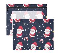 Quteprint Confezione da 2 astucci per raccoglitori a 3 anelli, motivo natalizio con Babbo Natale, formato A4, con cerniera trasparente, organizer resistente, grande capacità, per scuola e ufficio