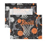 Quteprint Confezione da 2 astucci per raccoglitori a 3 anelli, per giocatori di pallacanestro, formato A4, con finestra trasparente con cerniera, organizer resistente, grande capacità, per scuola