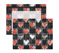 Quteprint Confezione da 2 astucci per raccoglitori a 3 anelli, per San Valentino, motivo cuori e amore, formato A4, con finestra trasparente con cerniera, organizer resistente, grande capacità, per