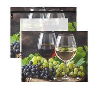 Quteprint Confezione da 2 astucci per raccoglitori a 3 anelli, raccoglitore con foglie di vino rosso, formato A4, con finestra trasparente con cerniera, organizer resistente, grande capacità, per
