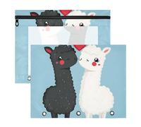 Quteprint Confezione da 2 astucci per raccoglitori a 3 anelli, romantico amore alpaca, astuccio A4 con cerniera trasparente, organizer resistente, grande capacità, per scuola, ufficio e trucco