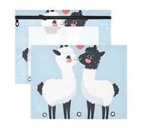 Quteprint Confezione da 2 astucci per raccoglitori a 3 anelli, romantico e carino, in alpaca, formato A4, con finestra trasparente con cerniera, organizer resistente, grande capacità, per scuola