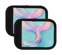 Quteprint Confezione da 2 coperture per maniglie dei bagagli - Ocean Animal Mermaid Tails Premium Soft Suitcase Wrap con etichette per bagagli e coperture per maniglie per comfort, presa e facile