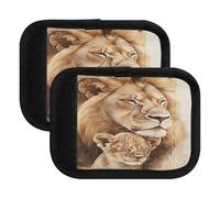 Quteprint Confezione da 2 involucri per maniglie dei bagagli - Animale Leone Acquerello Premium Soft Wrap con etichette per bagagli e coperture per maniglie per comfort, presa e facile identificazione