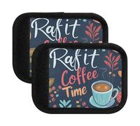 Quteprint Confezione da 2 involucri per maniglie dei bagagli - Coffee Time Leaves Fruit Premium Soft Suitcase Wrap con etichette per bagagli e coperture per maniglie per comfort, presa e facile