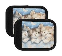 Quteprint Confezione da 2 involucri per maniglie dei bagagli - Tre simpatici gattini che dormono morbida valigia con etichette per bagagli e coperture per maniglie per comfort, presa e facile