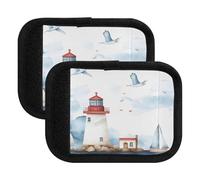 Quteprint Confezione da 4 coperture per maniglie dei bagagli - Acquerello Sea Lighthouse barche a vela morbide con etichette per bagagli e coperture per maniglie per comfort, presa e facile