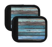 Quteprint Confezione da 4 coperture per maniglie dei bagagli, in legno blu, morbide e di alta qualità, con etichette per bagagli e coperture per maniglie per comfort, presa e facile identificazione