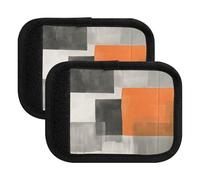 Quteprint Confezione da 4 coperture per maniglie dei bagagli, motivo astratto arancione scozzese, morbide, con etichette per bagagli e coperture per maniglie per comfort, presa e facile