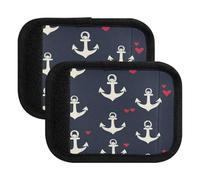 Quteprint Confezione da 4 coperture per maniglie dei bagagli - Navy Anchor Loves Heart Premium Soft Suitcase Wrap con etichette per bagagli e coperture per maniglie per comfort, presa e facile