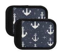 Quteprint Confezione da 4 coperture per maniglie dei bagagli - Navy Sea Anchor, morbide custodie per valigie con etichette per bagagli e coperture per maniglie per comfort, presa e facile