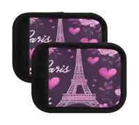 Quteprint Confezione da 4 custodie morbide per valigie con fiori Parigi Torre Eiffel, con etichette per bagagli e coperture per maniglie per comfort, presa e facile identificazione