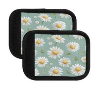 Quteprint Confezione da 4 involucri per maniglie dei bagagli - Foglie floreali di margherite morbide con etichette per bagagli e coperture per maniglie per comfort, presa e facile identificazione