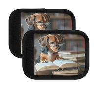 Quteprint Confezione da 4 involucri per maniglie dei bagagli - Simpatici e divertenti cani che leggono la valigia, con etichette per bagagli e coperture per maniglie per comfort, presa e facile