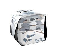 Quteprint Contenitore quadrato in pelle per fazzoletti, motivo koala, orso, foglie di albero, 14,5 x 14,5 x 14,5 cm, custodia decorativa per fazzoletti per casa, ufficio, auto, bagno, scrivania