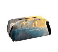 Quteprint Contenitore rettangolare in pelle per fazzoletti di carta, motivo orso polare animale, 23,9 x 13 x 9,1 cm, decorativo per casa, ufficio, auto, bagno, scrivania, tavolo