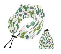 Quteprint Cuscino da viaggio, cuscino da viaggio a forma di U con cactus tropicale succulente, supporto per la testa di volo, cuscino portatile in morbida memory foam per