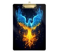 Quteprint Fire Ice Phoenix Flames, portablocco in acrilico trasparente, resistente ai graffi, con clip in metallo (oro) e gancio da parete, spessore 0,6 cm, per ufficio, classe, infermieri, insegnanti