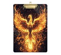 Quteprint Fire Phoenix Flames - Lavagna portablocco in acrilico trasparente, resistente ai graffi, con clip in metallo (oro) e gancio da parete, spessore 0,6 cm, per ufficio, classe, infermieri