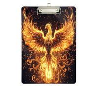 Quteprint Fire Phoenix Flames - Lavagna portablocco in acrilico trasparente, resistente ai graffi, con clip in metallo color argento e gancio da parete, spessore 0,6 cm, per ufficio, classe