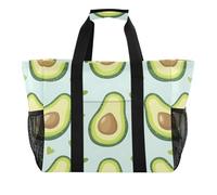 Quteprint Grande borsa da viaggio impermeabile per donne e uomini, con motivo a cuori di avocado, borsa da spiaggia in tela con fodera e tasche, riutilizzabile, per generi alimentari, lavanderia