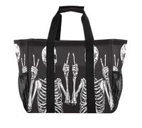 Quteprint Grande borsa da viaggio impermeabile per donne e uomini, divertente teschio due scheletri, borsa da spiaggia in tela con fodera e tasche, riutilizzabile, per generi alimentari, lavanderia