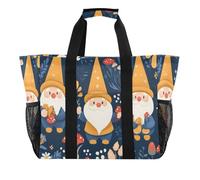 Quteprint Grande borsa da viaggio impermeabile per donne e uomini, gnomi della foresta, fiori di fungo, borsa da spiaggia in tela con fodera e tasche, riutilizzabile, per generi alimentari, lavanderia