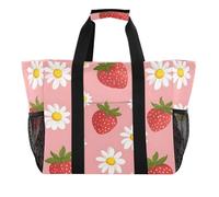 Quteprint Grande borsa da viaggio impermeabile per donne e uomini, graziosa borsa da spiaggia in tela con fodera e tasche, riutilizzabile, per generi alimentari, lavanderia, cucina, piscina, picnic