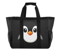 Quteprint Grande borsa da viaggio impermeabile per donne e uomini, graziosa borsa da spiaggia in tela con pinguino, fodera e tasche, riutilizzabile, per generi alimentari, lavanderia, cucina, piscina