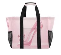 Quteprint Grande borsa da viaggio impermeabile per donne e uomini, rosa con tacchi alti, farfalla, borsa da spiaggia in tela con fodera e tasche, riutilizzabile, per generi alimentari, lavanderia