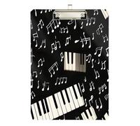 Quteprint Lavagna con note musicali in acrilico, 22,9 x 31,8 cm, trasparente, antigraffio, con clip in metallo (argento) e gancio da parete, spessore 0,6 cm, per ufficio, classe, infermieri