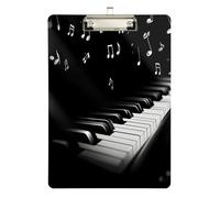 Quteprint Lavagna con tasti di pianoforte, note musicali, 22,9 x 31,8 cm, trasparente, antigraffio, con clip in metallo (argento) e gancio da parete, spessore 0,6 cm, per ufficio, classe, infermieri