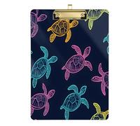 Quteprint Lavagna portablocco colorata a forma di tartaruga marina, 22,9 x 31,8 cm, trasparente, antigraffio, con clip in metallo (oro) e gancio da parete, spessore 0,6 cm, per ufficio, classe