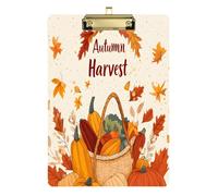 Quteprint Lavagna portablocco colorata in acrilico per raccolta autunnale, 22,9 x 31,8 cm, trasparente, antigraffio, con clip in metallo (oro) e gancio da parete, spessore 0,6 cm, per ufficio, classe