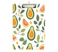 Quteprint Lavagna portablocco in acrilico con foglie verdi di avocado, 22,9 x 31,8 cm, trasparente, antigraffio, con clip in metallo (argento) e gancio da parete, spessore 0,6 cm, per ufficio, classe