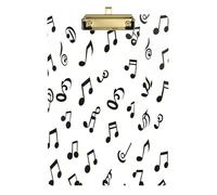 Quteprint Lavagna portablocco in acrilico con note musicali, 22,9 x 31,8 cm, trasparente, antigraffio, con clip in metallo (oro) e gancio da parete, spessore 0,6 cm, per ufficio, classe, infermieri