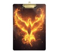 Quteprint Phoenix Flames - Lavagna portablocco in acrilico, 22,9 x 31,8 cm, trasparente, antigraffio, con clip in metallo (oro) e gancio da parete, spessore 0,6 cm, per ufficio, classe, infermieri
