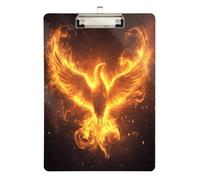 Quteprint Phoenix Flames - Portablocco in acrilico, 22,9 x 31,8 cm, trasparente, antigraffio, con clip in metallo e gancio da parete, spessore 0,6 cm, per ufficio, classe, infermieri, insegnanti e