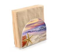 Quteprint Portatovaglioli, motivo tropicale, spiaggia, stella marina, mare, oceano, in acrilico, per tavolo, per casa, cucina, esterni, per feste e cene