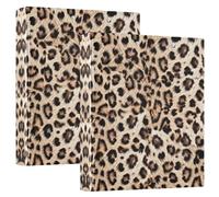 Quteprint Raccoglitore ad anelli con 3 anelli, stampa leopardata, 3,8 cm, con 3 tasche interne trasparenti, organizer con portablocco per ufficio, casa, scuola, contiene 200 fogli, 1 confezione