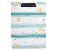 Quteprint Raccoglitore pieghevole con motivo a stelle dorate, formato A4, con doppie clip in metallo, scomparto per penna, resistente all'acqua, per ufficio, scuola, lavoro