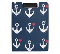 Quteprint Sea Anchor Loves Heart - Raccoglitore pieghevole, formato A4, con doppie clip in metallo, scomparto per penna, impermeabile, per ufficio, scuola, lavoro