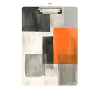 Quteprint Tavoletta portablocco in acrilico astratto arancione scozzese, 22,9 x 31,8 cm, trasparente, antigraffio, con clip in metallo (argento) e gancio da parete, spessore 0,6 cm, per ufficio