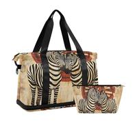 Quteprint Zebra, borsa da palestra impermeabile, grande capacità, con scomparto asciutto bagnato e scarpiera, borsa da viaggio per yoga, nuoto, viaggio, allenamento, fitness, viaggi di notte