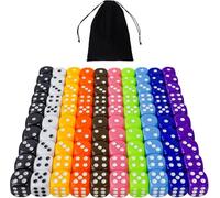 QUTHZZHY 100 Pezzi Dadi Colorati, Cubi Colorati 16 mm, 6 Facce Cubi con Tasche da Taschino, Dado da Gioco in Acrilico, Dadi da Gioco per Giochi di Carte da Tavolo, per Lezioni di Matematica,10 Colori