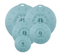 QUTHZZHY 5 coperchi in silicone, riutilizzabili, antipolvere, resistenti al calore, 5 misure, antipolvere, resistente al calore, con effetto di aspirazione per cucina (blu verde)