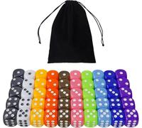 QUTHZZHY 50 Pezzi Dadi Colorati, Cubi Colorati 16 mm, 6 Facce Cubi con Tasche da Taschino, Dado da Gioco in Acrilico, Dadi da Gioco per Giochi di Carte da Tavolo, per Lezioni di Matematica, 10 Colori