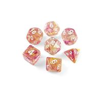 QUTHZZHY DND Dice Polyhedral Dice Set di 7 dadi DND Dice per Dungeons and Dragons RPG MTG Pathfinder Rollenspiel D4 D6 D8 D10 D12 D20 (oro traslucido)